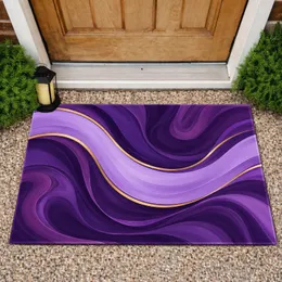 Purple Flowing Ribbon And Violet Swirls For Modern Contemporary Home Entryways Doormat