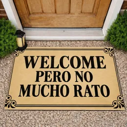 Spanish Welcome Saying with Ornate Black Flourishes for a Playful Entryway Home Doormat