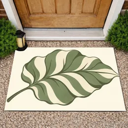 Sage Green Leaf Botanical Decor for Calm Nordic Balcony and Bedroom Living Spaces Doormat