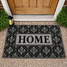Charcoal And Gray Vintage Lattice Home Entryway Accent For Traditional Homeowners Doormat