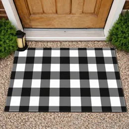 Black And White Buffalo Check For Cozy Christmas Entryways And Rustic Holiday Homes Doormat