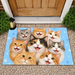 Playful Tongue-Out Cat Faces for Cheerful Entryway Décor for Cat Lover Families Everywhere Doormat