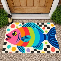 Rainbow Tropical Fish for Coastal Entryway Style in Bright, Playful Homes and Beach Houses Doormat