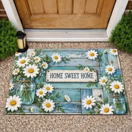Rustic Blue Daisy Blooms for a Cheerful Farmhouse Entryway and Cottage-Inspired Home Doormat