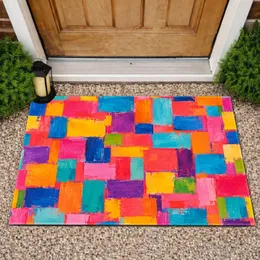 Colorful Abstract Block Mosaic for Creative Entryways and Vibrant Modern Home Décor Doormat