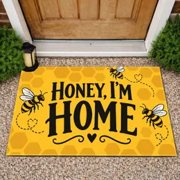 Golden Honeycomb Bees and Sweet Homecoming Charm for Cozy Entryways and Bee Lovers Doormat
