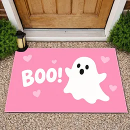 Pink Ghost Boo Halloween Entryway Greeting for Spooky Season Celebrations Doormat