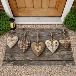 Rustic Hanging Heart Ornaments for Cozy Farmhouse Entryway Style and Everyday Home Charm Doormat