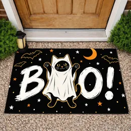 Ghost Cat And BOO Halloween Charm For Spooky Seasonal Home Entryways Doormat