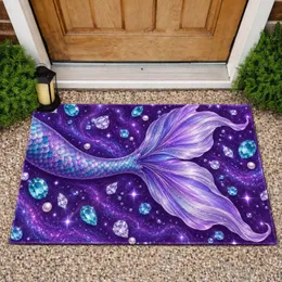 Purple Mermaid Tail And Jewel Accents For A Dreamy Ocean-Inspired Coastal Home Retreat Doormat