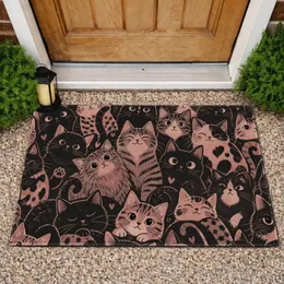Dark Cat Doodle Motifs for Cozy Cat Lover Homes and Playful Entryway Style Gifts Doormat