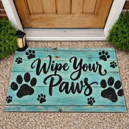 Turquoise Rustic Paw Prints for Pet-Friendly Entryways and Dog-Loving Households Doormat