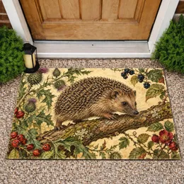 Vintage Hedgehog And Thistle Botanicals For A Cozy Nature-Inspired Autumn Entryway Doormat