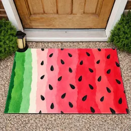 Watermelon Slice Stripes for Summer Kitchens and Cheerful Seasonal Home Décor Style Doormat
