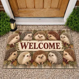 Hedgehog Welcome Scene for Cozy Woodland Homes, Nature Lovers, and Animal Enthusiasts Doormat