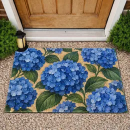 Blue Hydrangea Blooms for Rustic Farmhouse Entryways and Nature-Loving Home Decor Doormat