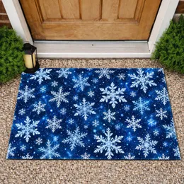 Icy Snowflake Winter Holiday Decor for Cozy Seasonal Entryways and Festive Homes Doormat