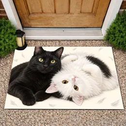 Black And White Cat Duo For Cozy Cat Lover Homes And Everyday Pet-Inspired Home Decor Doormat
