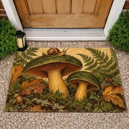 Mushroom Snail Woodland Foliage for Cozy Cottage Entryways and Nature Lovers Doormat