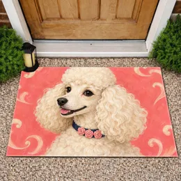 Cream Poodle Portrait for Charming Pet-Loving Home Entry Decor Doormat