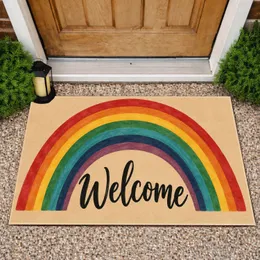 Colorful Rainbow Arch Welcome for Cheerful Everyday Entryway and Family Home Style Doormat