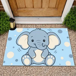 Cute Blue Baby Elephant Art for a Cheerful Nursery and Playful Home Accent Doormat