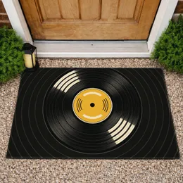 Retro Vinyl Record Motif for Music Lovers and Vintage Inspired Home Entryways Doormat