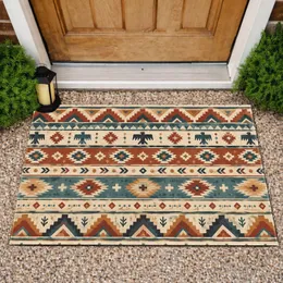 Southwestern Tribal Geometric Stripes for Cozy, Earthy Everyday Entryway Style at Home Doormat