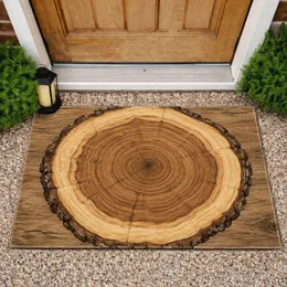Rustic Tree Ring Wood Slice Country Style for Cozy Farmhouse Living Doormat