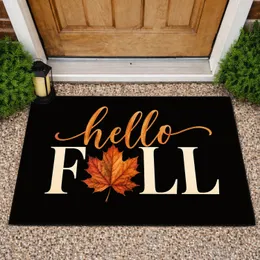 Hello Fall Maple Leaf Welcome for Cozy Autumn Entryways and Thanksgiving Gatherings Doormat