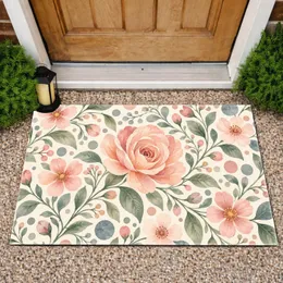 Morandi Floral Circles for Calm Bathroom and Bedroom Decorating Doormat