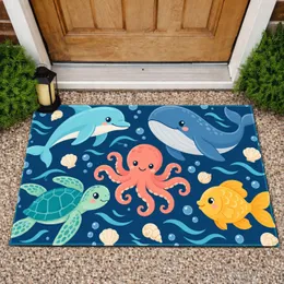 Cute Cartoon Ocean Animals for Cheerful Coastal Homes and Kids’ Spaces Doormat