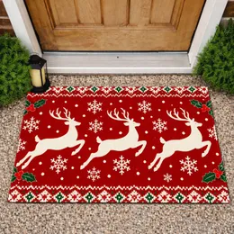 Three Reindeer and Snowflakes for Festive Christmas Holiday Home Decorating Ideas Doormat