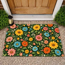 Colorful Daisy Garden Blooms for a Cheerful Autumn Entryway and Cozy Seasonal Home Doormat