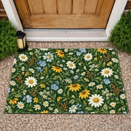 Wild Daisy Meadow Blooms for Cozy Autumn Cottage Living in Nature-Loving Homes All Season Doormat