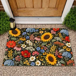 Colorful Wildflower Meadow Blooms for Cozy Cottage Home Entryway and Living Spaces Decor Doormat