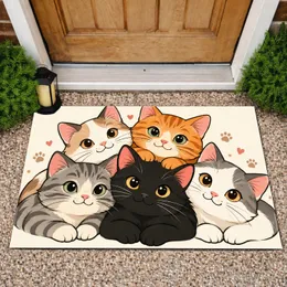 Five Snuggling Cartoon Cats for Cozy Cat Lover Homes and Thoughtful Seasonal Gifting Doormat