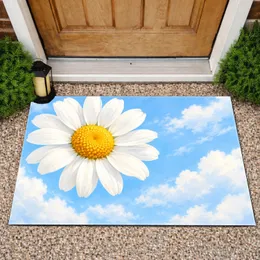 Blue And White Daisy Clouds for a Cheerful Springtime Entryway and Fresh Home Style Doormat