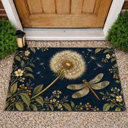Dandelion and Dragonfly Botanical Garden Scene for Nature Inspired Holiday Home Style Doormat