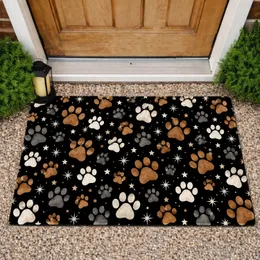 Brown, White and Gray Paw Prints with Stars for Cozy Pet-Loving Homes Year-Round Doormat