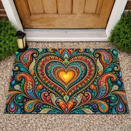 Colorful Heart Mandala Bohemian Decor For A Warm, Welcoming Home Entryway Display Doormat