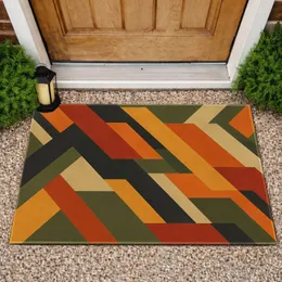 Rustic Geometric Earth Tones for a Warm Modern Entryway and Relaxed Home Living Doormat