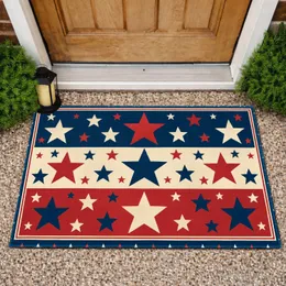 Patriotic Red White Blue Stars for Independence Day Summer Celebrations Doormat