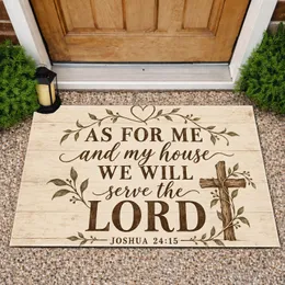 Rustic Scripture Verse With Heart And Cross For Faith-Filled Christian Family Homes Doormat