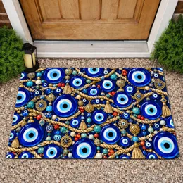 Turkish Nazar Evil Eye Bead Motif for Ramadan and Eid Home Entryway Protection Gift Doormat
