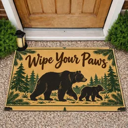 Bear and Pine Tree Holiday Entryway Style for Cozy Winter Homes and Woodland Lovers Doormat