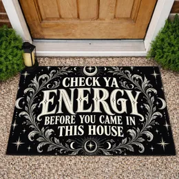 Check Ya Energy House Phrase Celestial Gothic Entryway Humor Housewarming Gift Doormat