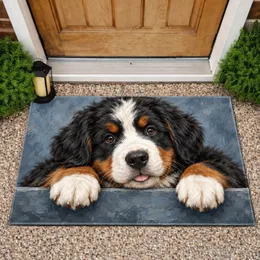 Bernese Mountain Dog Puppy Portrait for Cozy Entryway Decor and Mountain Dog Lovers Doormat