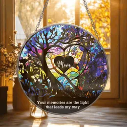 Personalized Tree of Life Heart Memorial Suncatcher – Custom Name Stained Glass Keepsake, Sympathy Gift for Loss of Mom