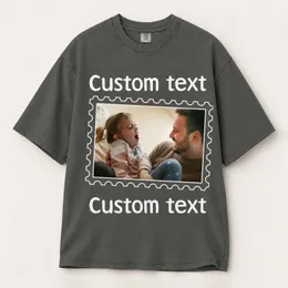 Personalized Bootleg Tee – Custom Photo & Text, Postage Stamp Photo Father's Day Gift